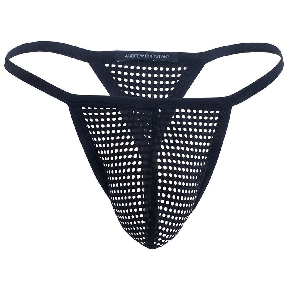 NEW Andrew Christian Sl-t Mesh Thong Color Black Size Medium